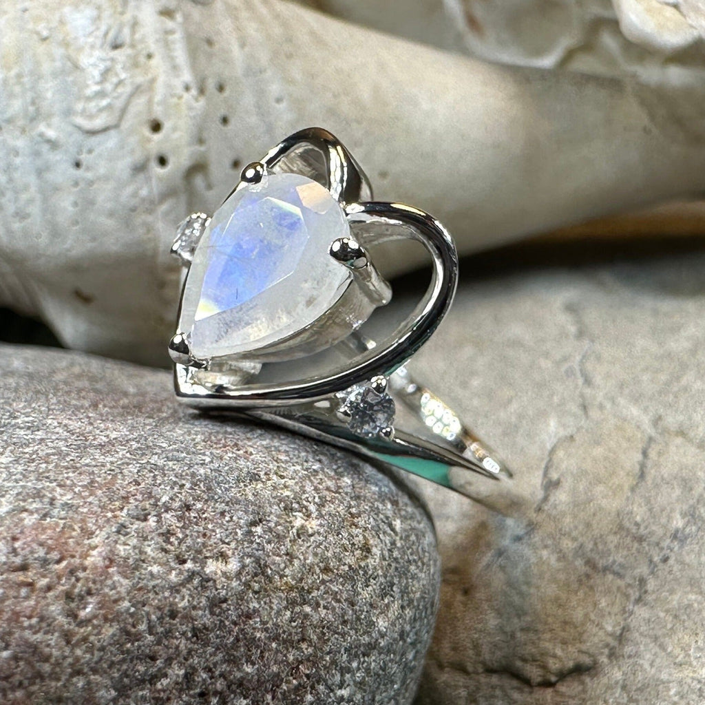 Wistful Moonstone Heart Ring
