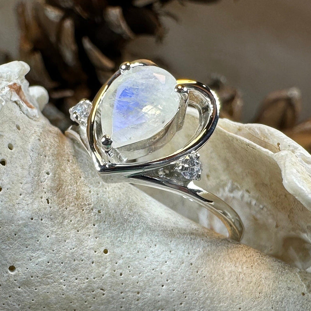 Wistful Moonstone Heart Ring
