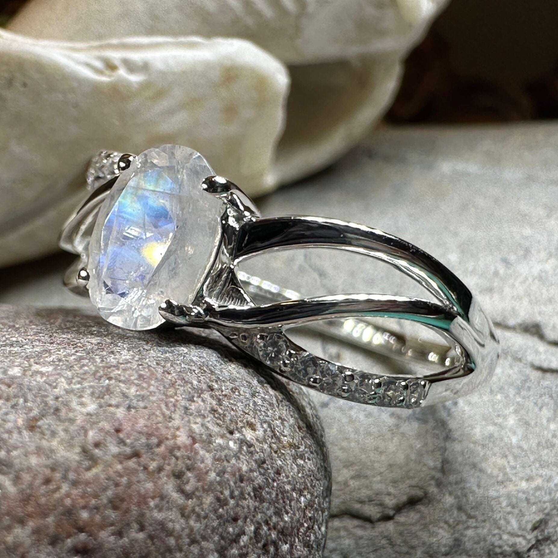 Snow Queen Moonstone Ring
