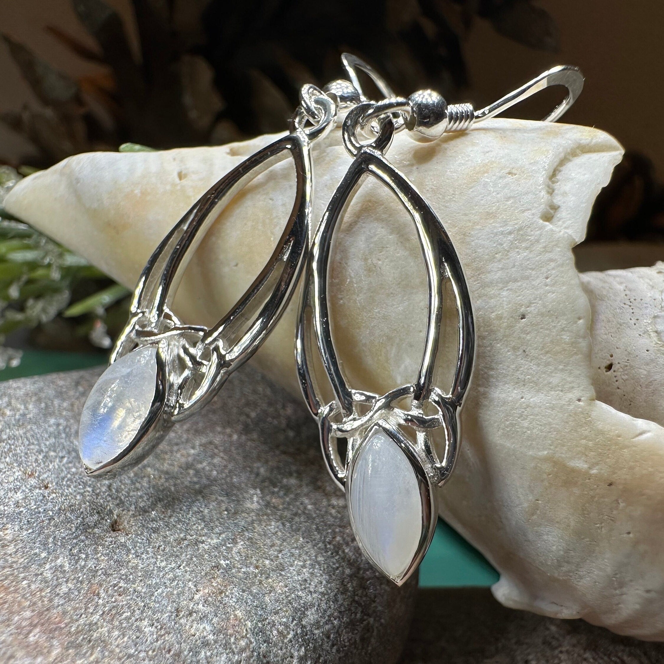 Lalvyna Trinity Knot Moonstone Earrings