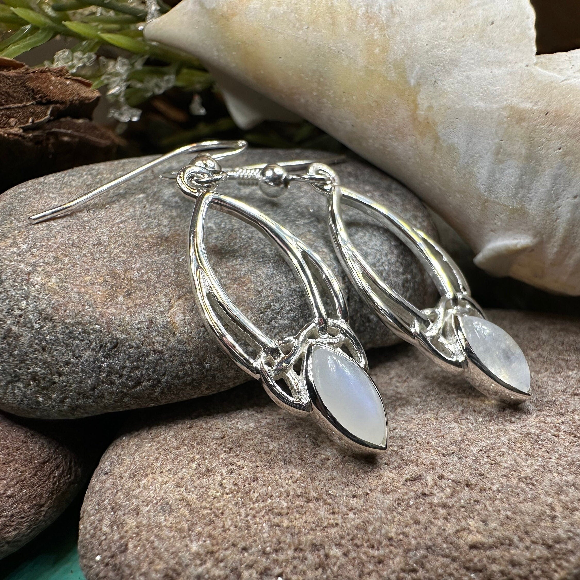 Lalvyna Trinity Knot Moonstone Earrings