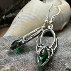 Emerald Trinity Knot Earrings