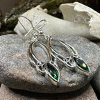 Emerald Trinity Knot Earrings