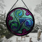 Green Durrow Celtic Spiral Suncatcher