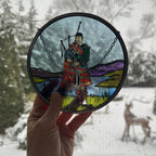 Scottish Bagpiper Stained Glass Suncatcher