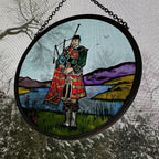 Scottish Bagpiper Stained Glass Suncatcher