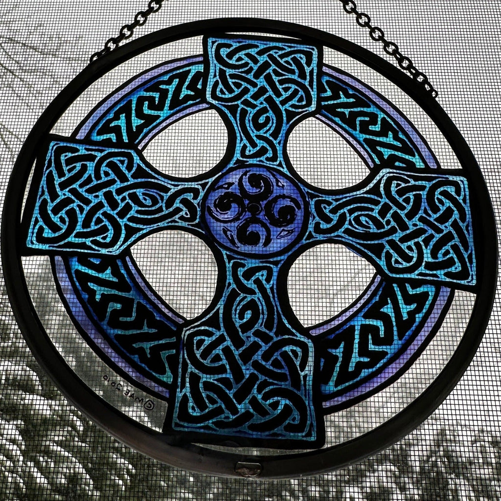 Celtic Cross Stained Glass Suncatcher