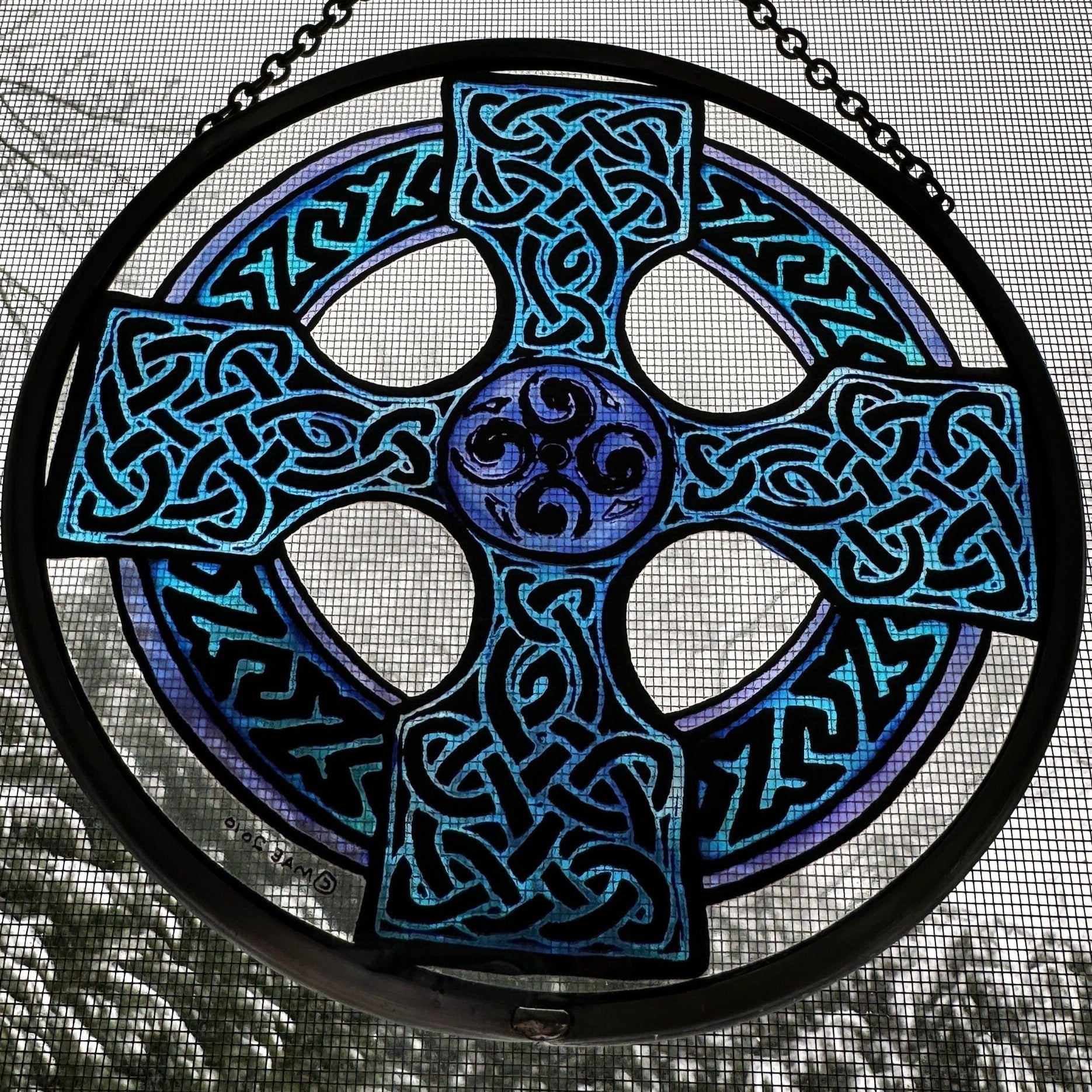 Celtic Cross Stained Glass Suncatcher