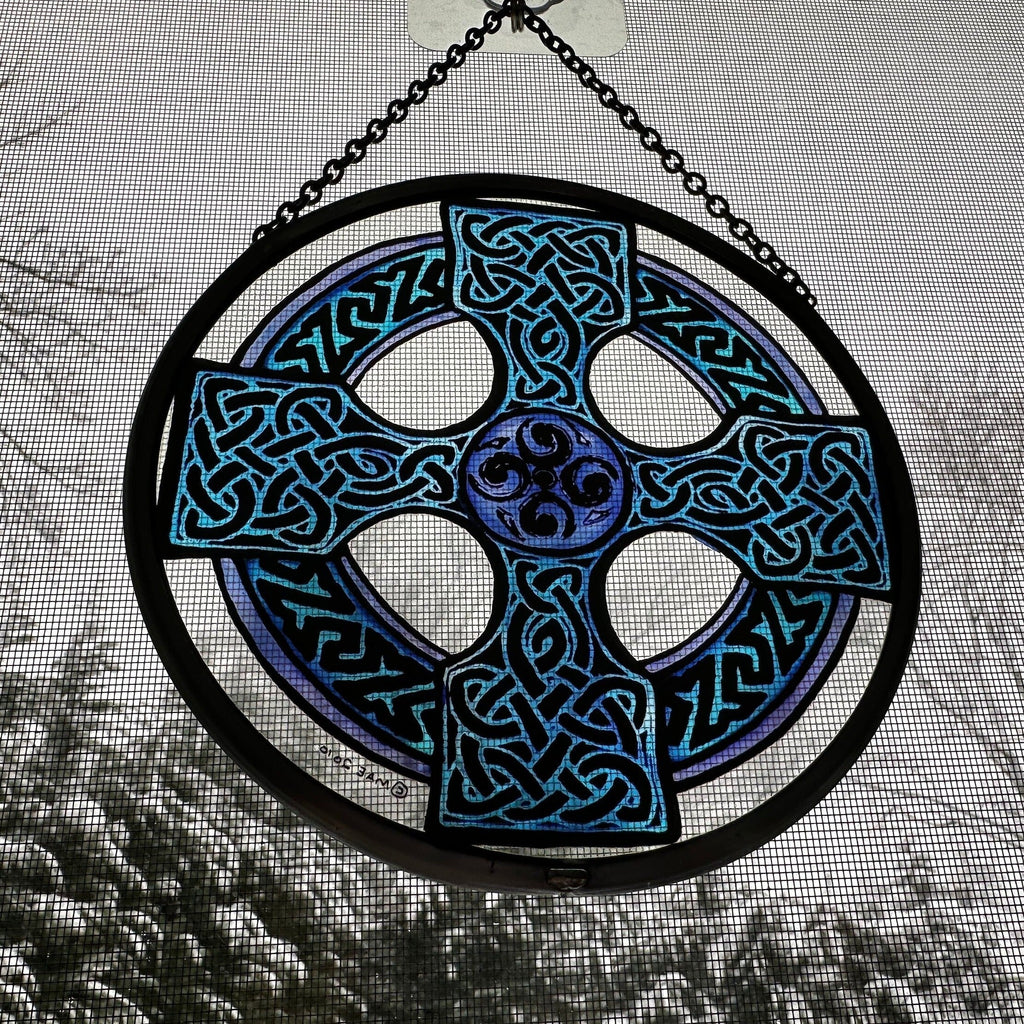 Celtic Cross Stained Glass Suncatcher