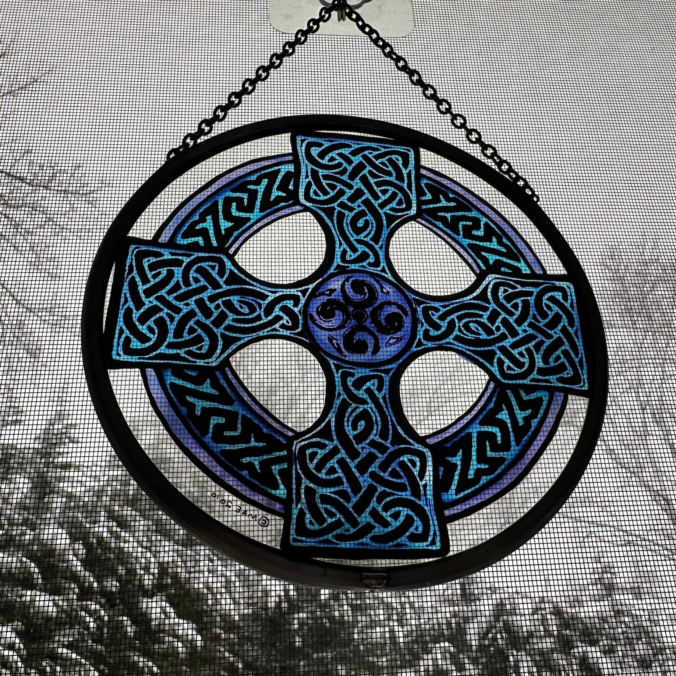 Celtic Cross Stained Glass Suncatcher