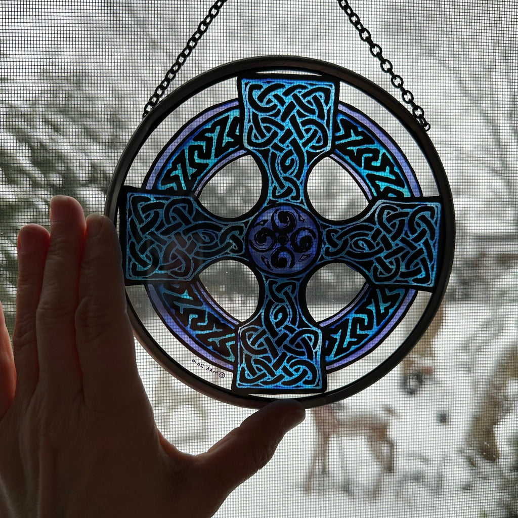 Celtic Cross Stained Glass Suncatcher