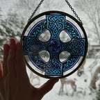 Celtic Cross Stained Glass Suncatcher