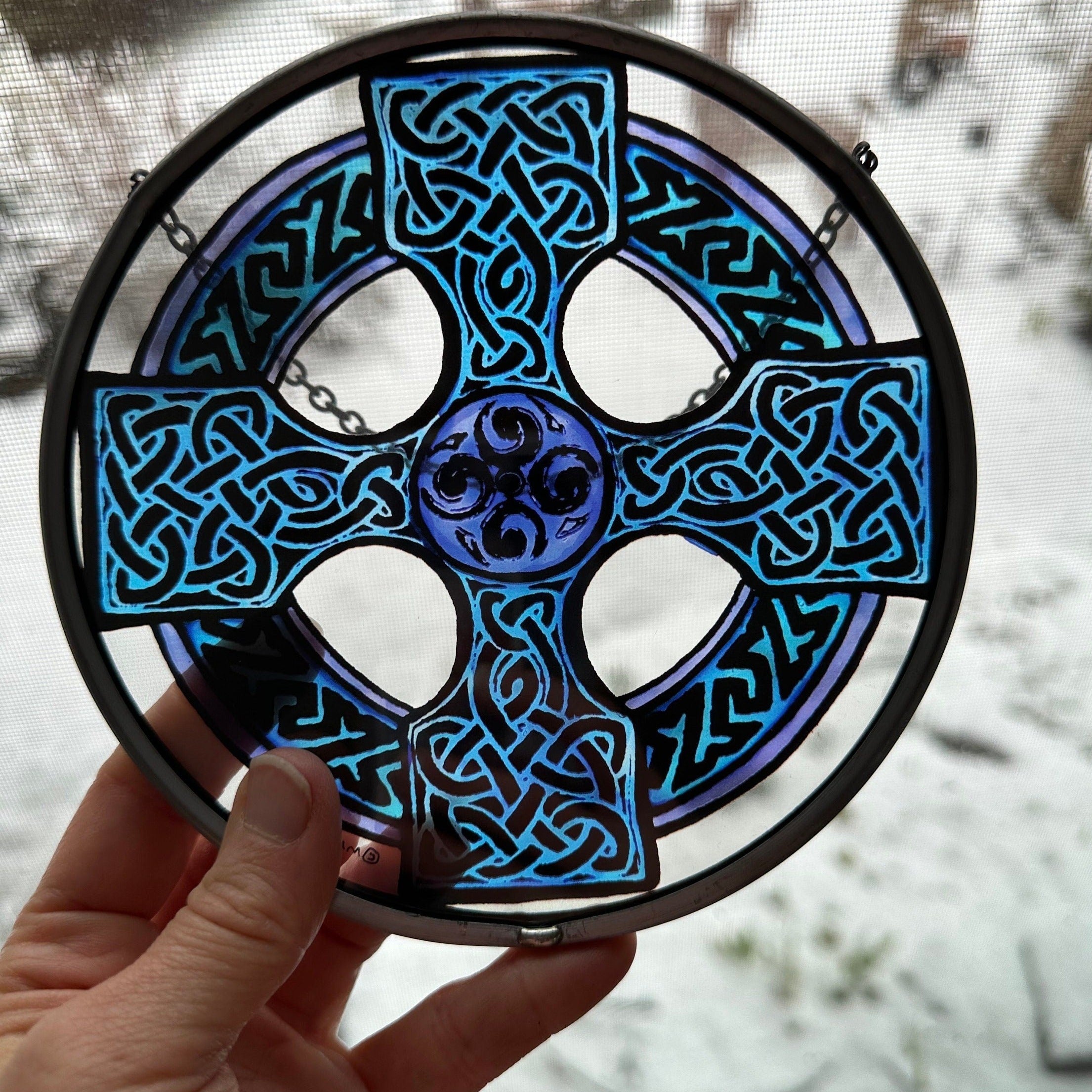 Celtic Cross Stained Glass Suncatcher