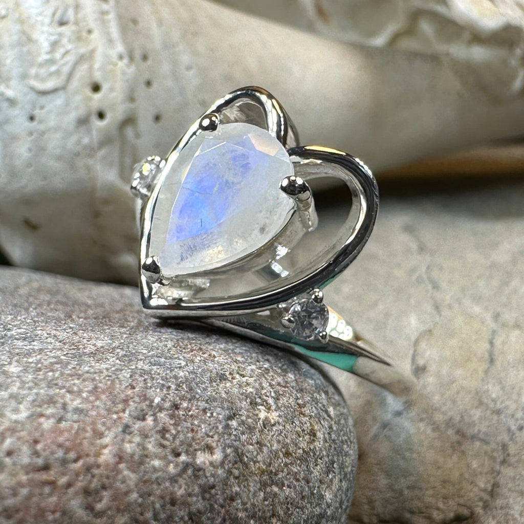 Wistful Moonstone Heart Ring