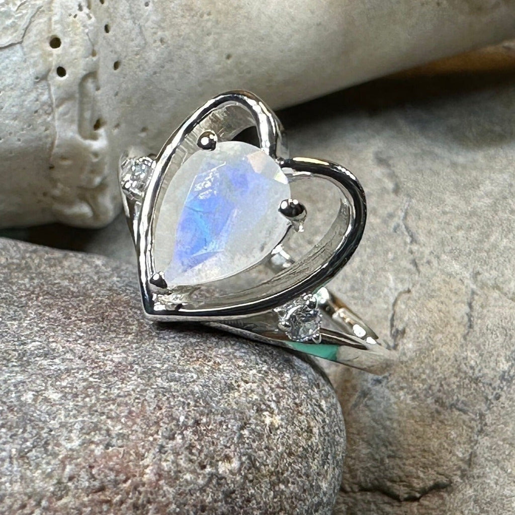 Wistful Moonstone Heart Ring