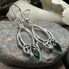 Emerald Trinity Knot Earrings