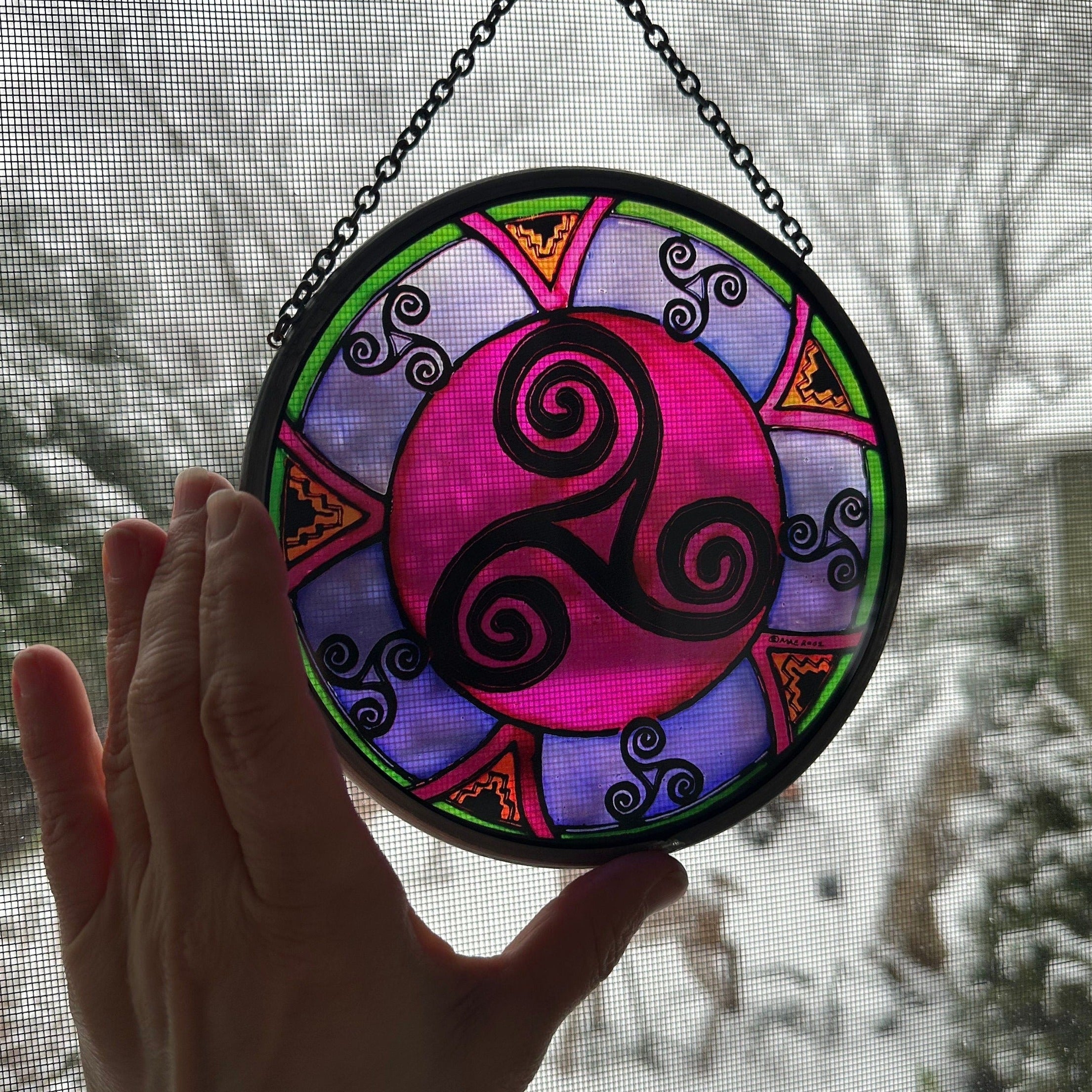 Purple Swirls Celtic Spiral Suncatcher