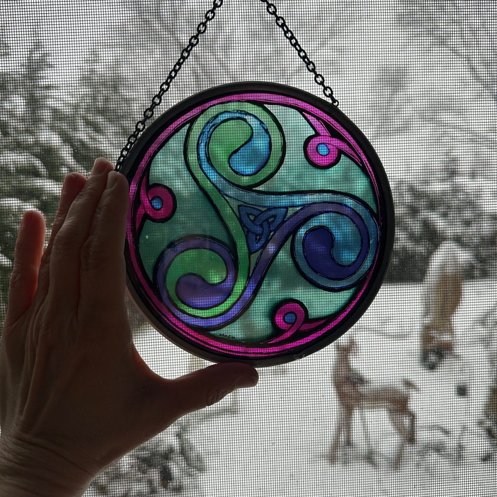 Green Durrow Celtic Spiral Suncatcher