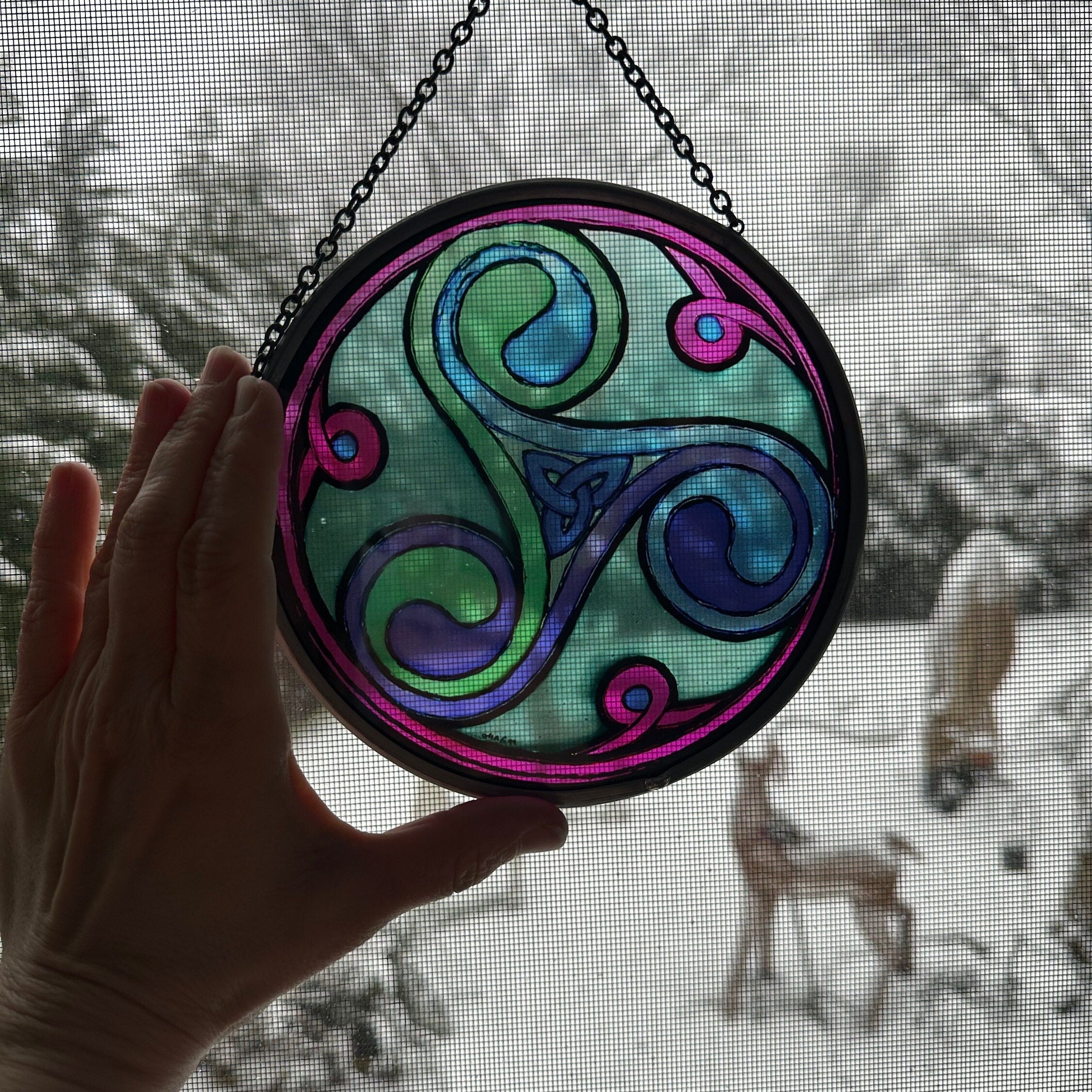 Green Durrow Celtic Spiral Suncatcher