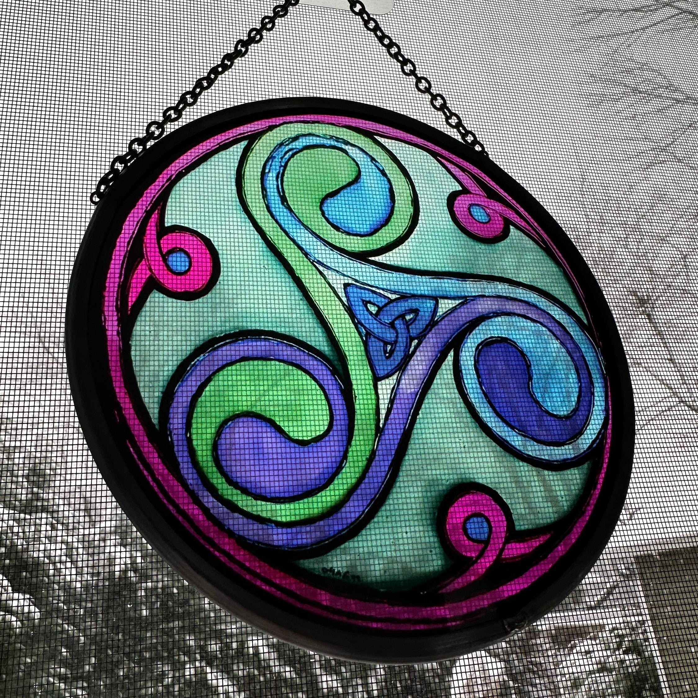 Green Durrow Celtic Spiral Suncatcher