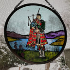 Scottish Bagpiper Stained Glass Suncatcher