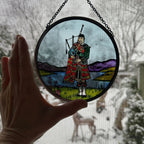 Scottish Bagpiper Stained Glass Suncatcher