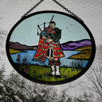Scottish Bagpiper Stained Glass Suncatcher