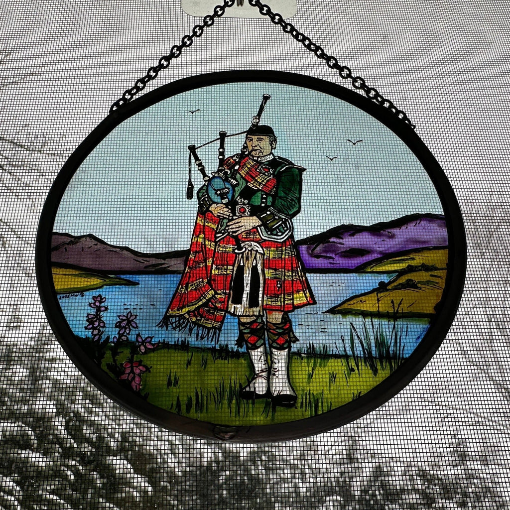 Scottish Bagpiper Stained Glass Suncatcher