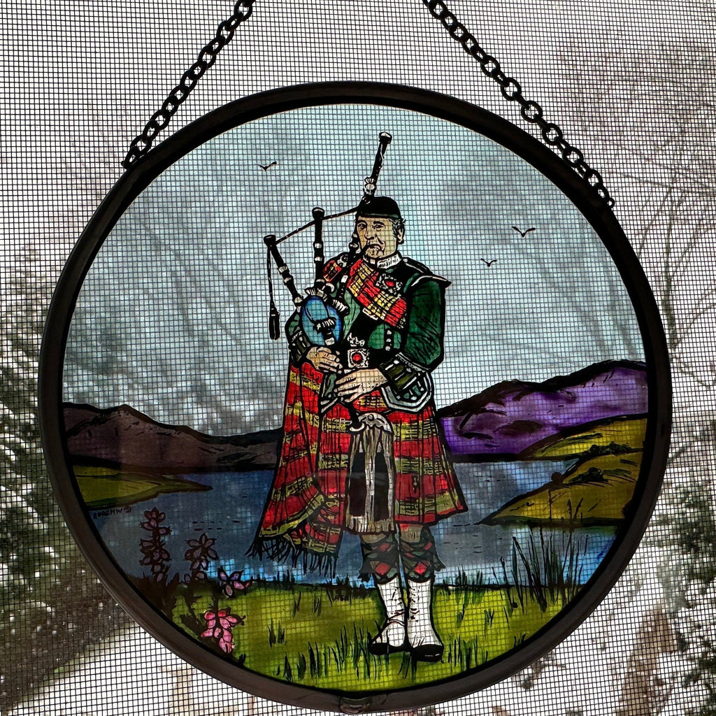 Scottish Bagpiper Stained Glass Suncatcher