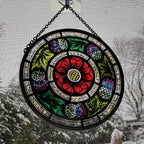 Glasgow Rose and Scottish Thistle Suncatcher