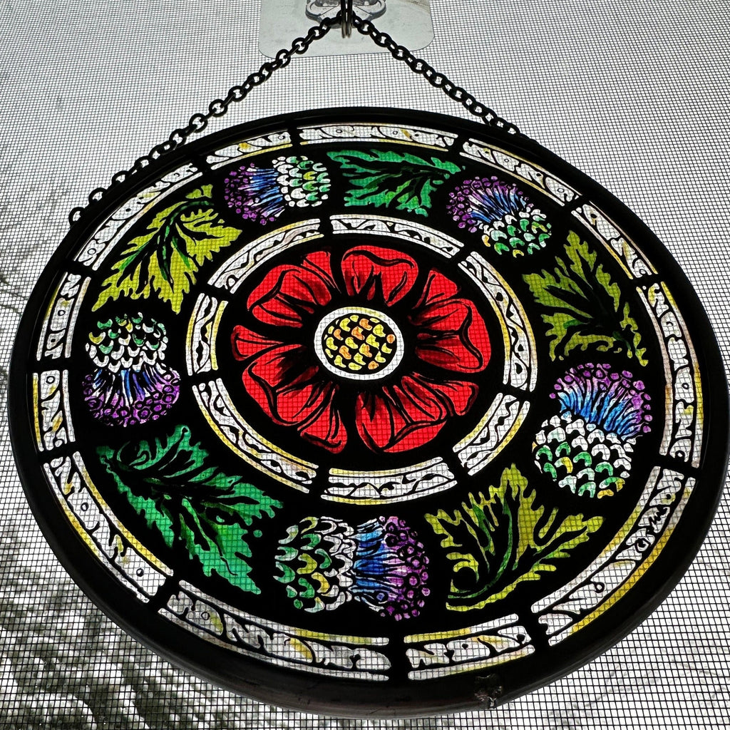 Glasgow Rose and Scottish Thistle Suncatcher