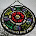 Glasgow Rose and Scottish Thistle Suncatcher