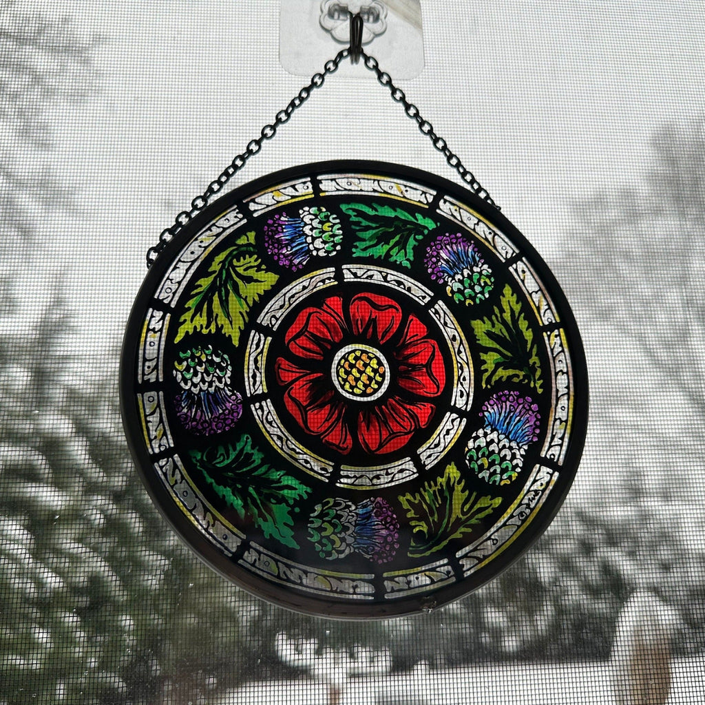 Glasgow Rose and Scottish Thistle Suncatcher