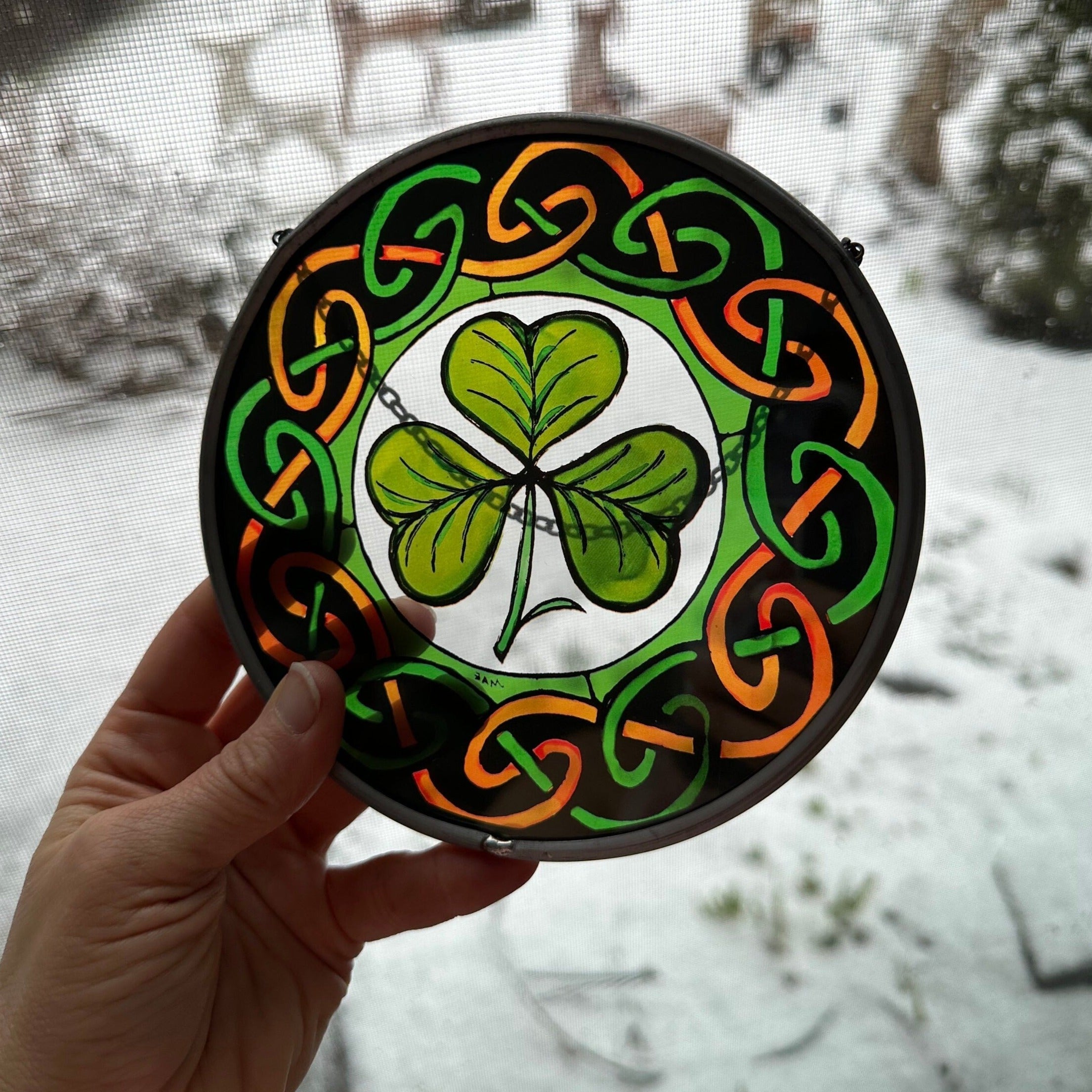 Irish Shamrock Stained Glass Gift