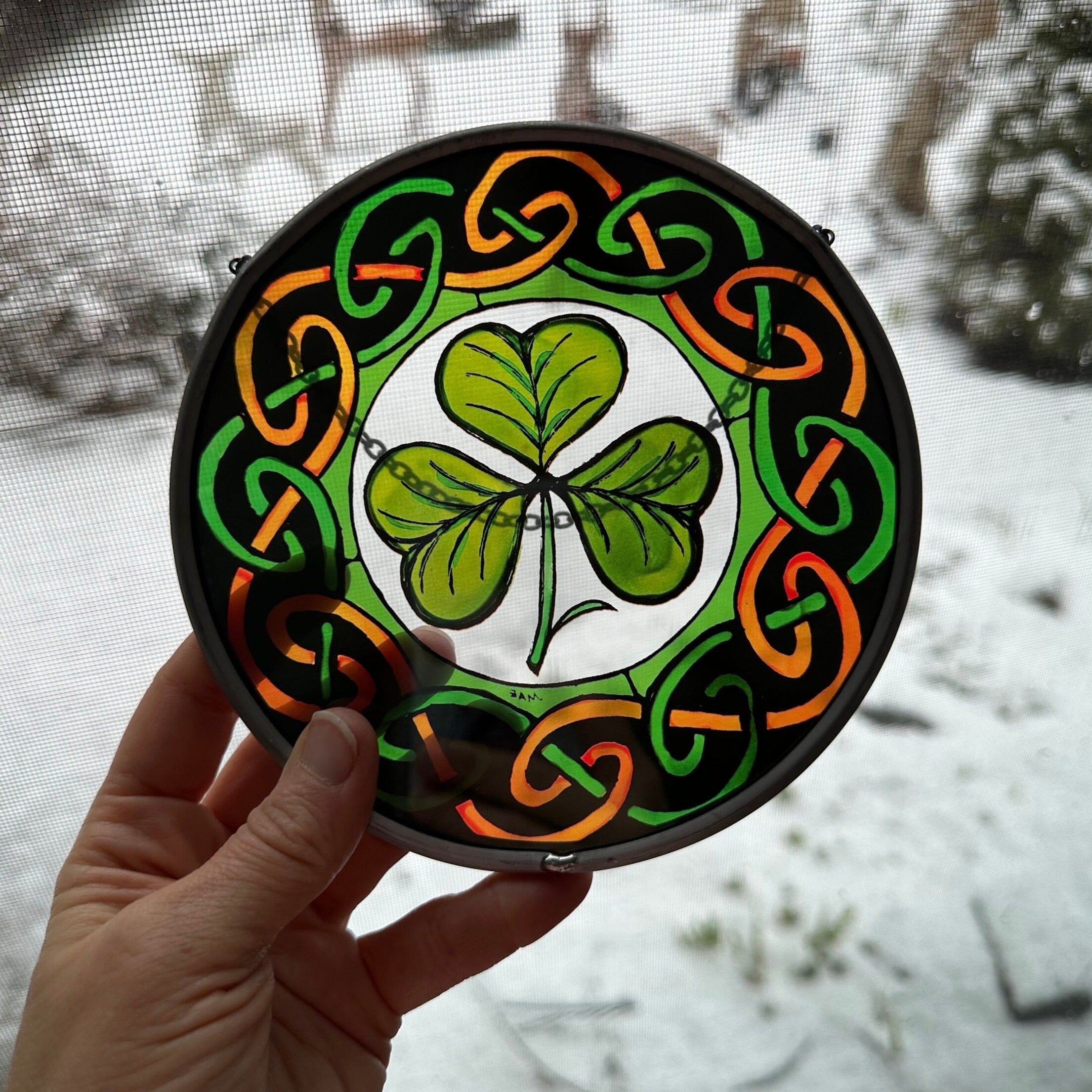 Irish Shamrock Stained Glass Gift