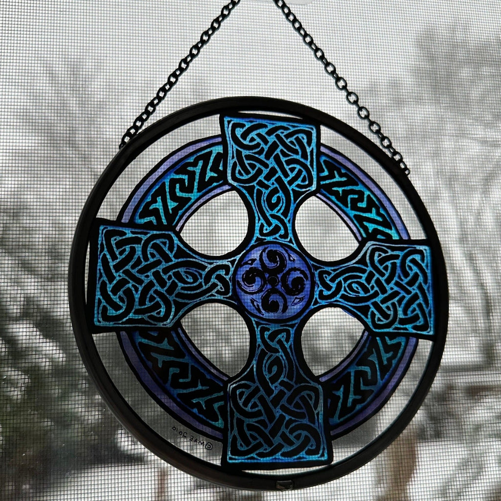 Celtic Cross Stained Glass Suncatcher