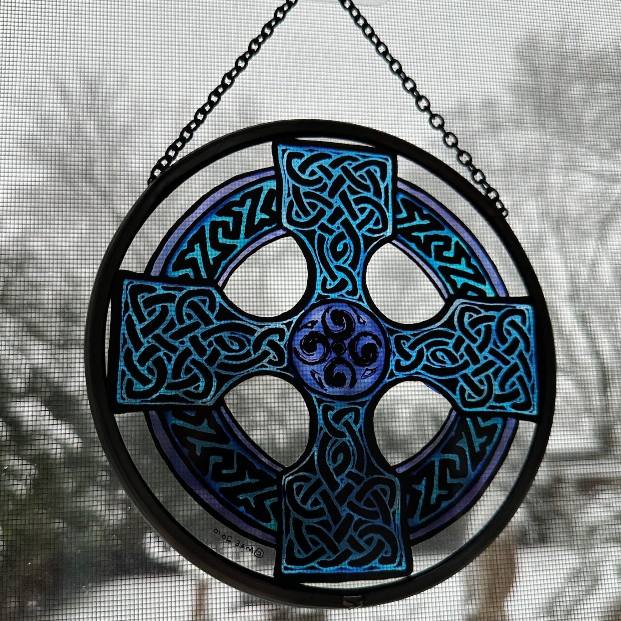 Celtic Cross Stained Glass Suncatcher