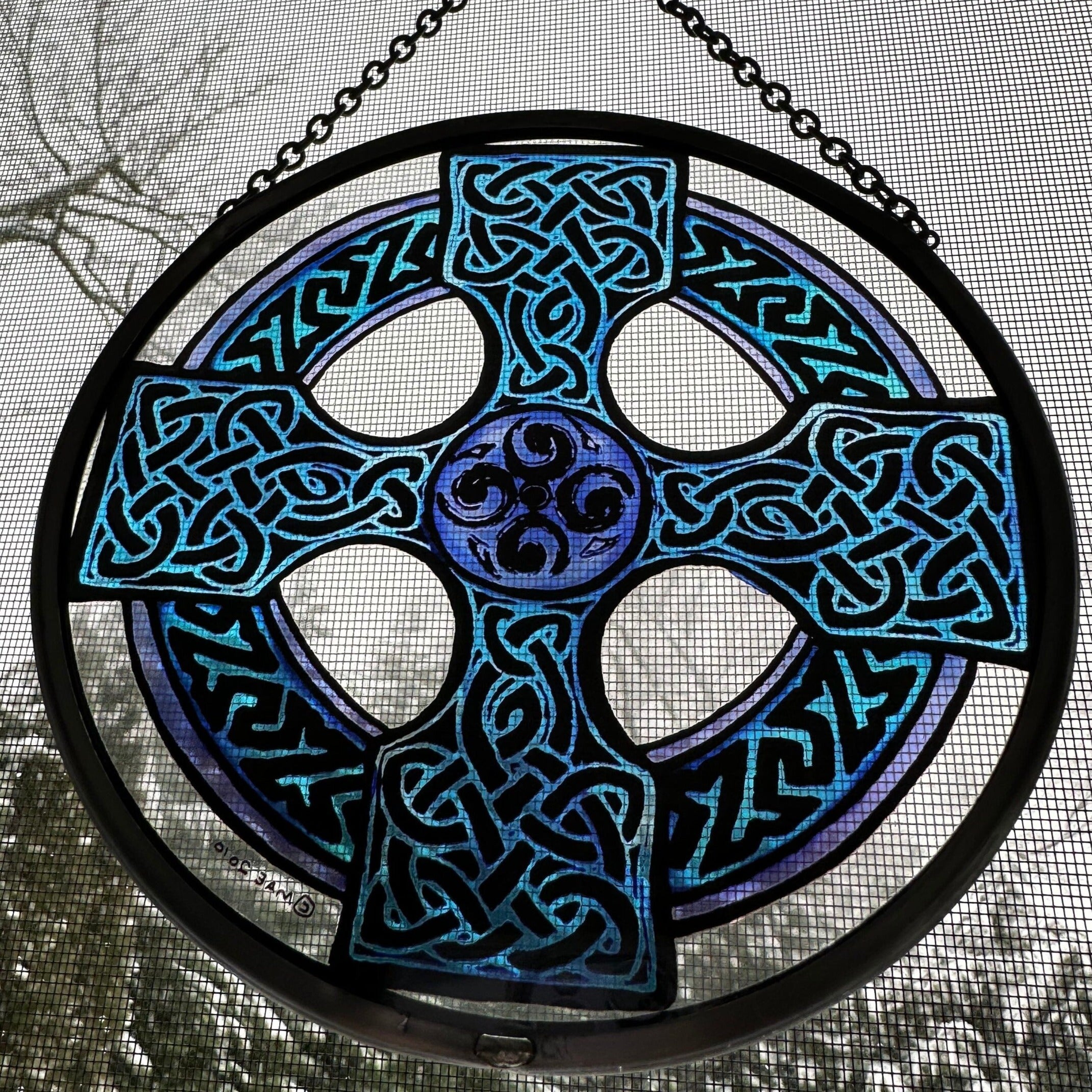 Celtic Cross Stained Glass Suncatcher