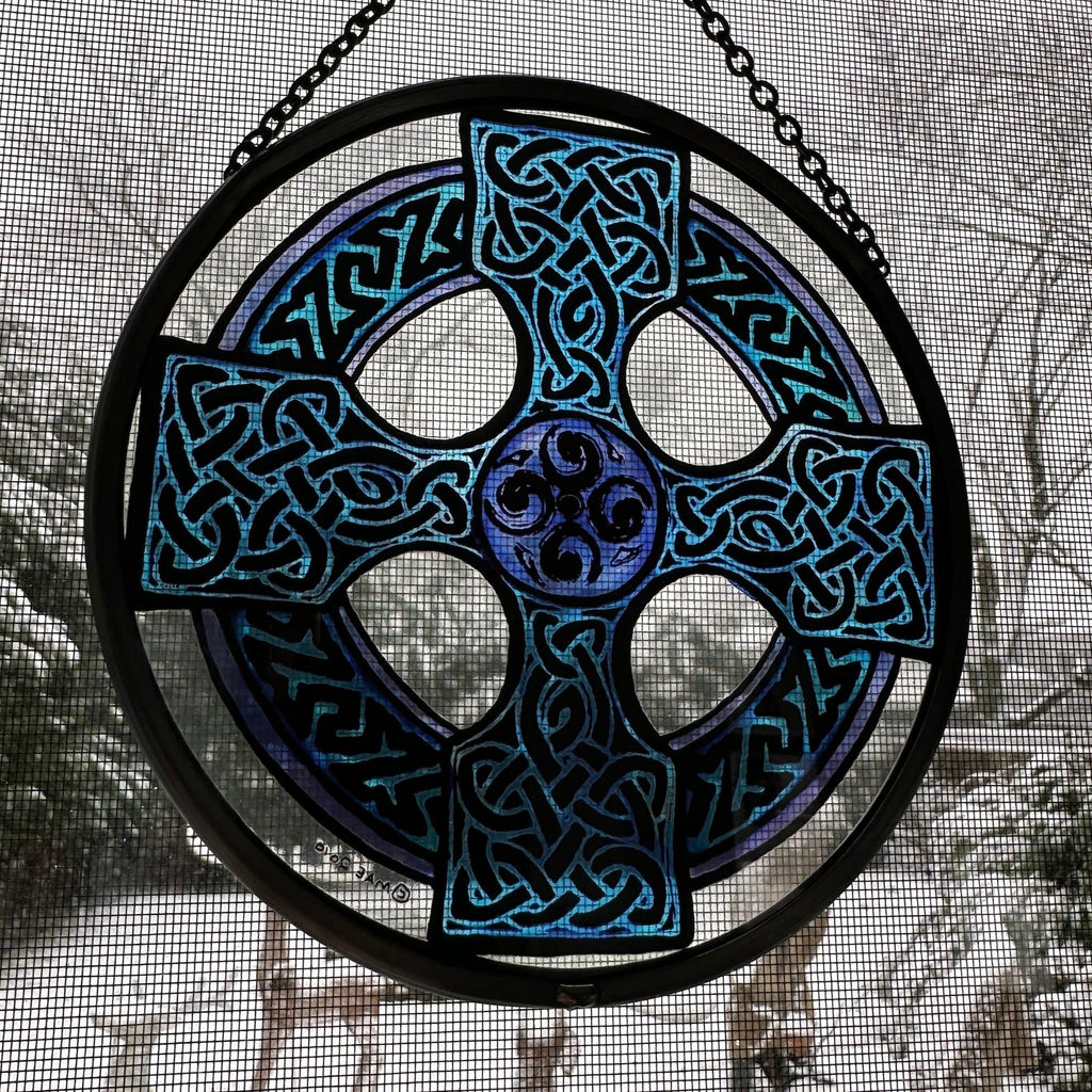 Celtic Cross Stained Glass Suncatcher