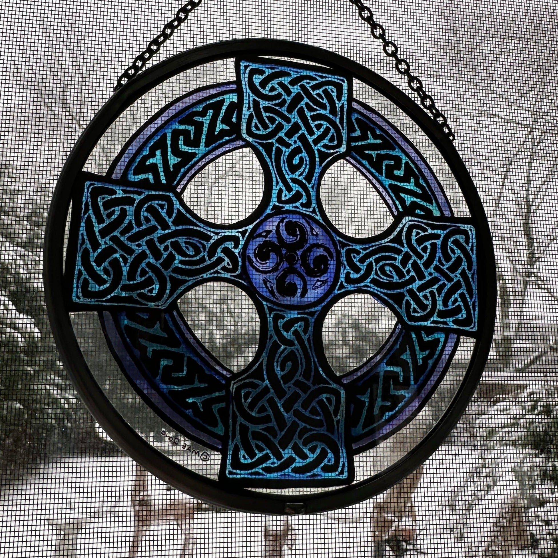 Celtic Cross Stained Glass Suncatcher
