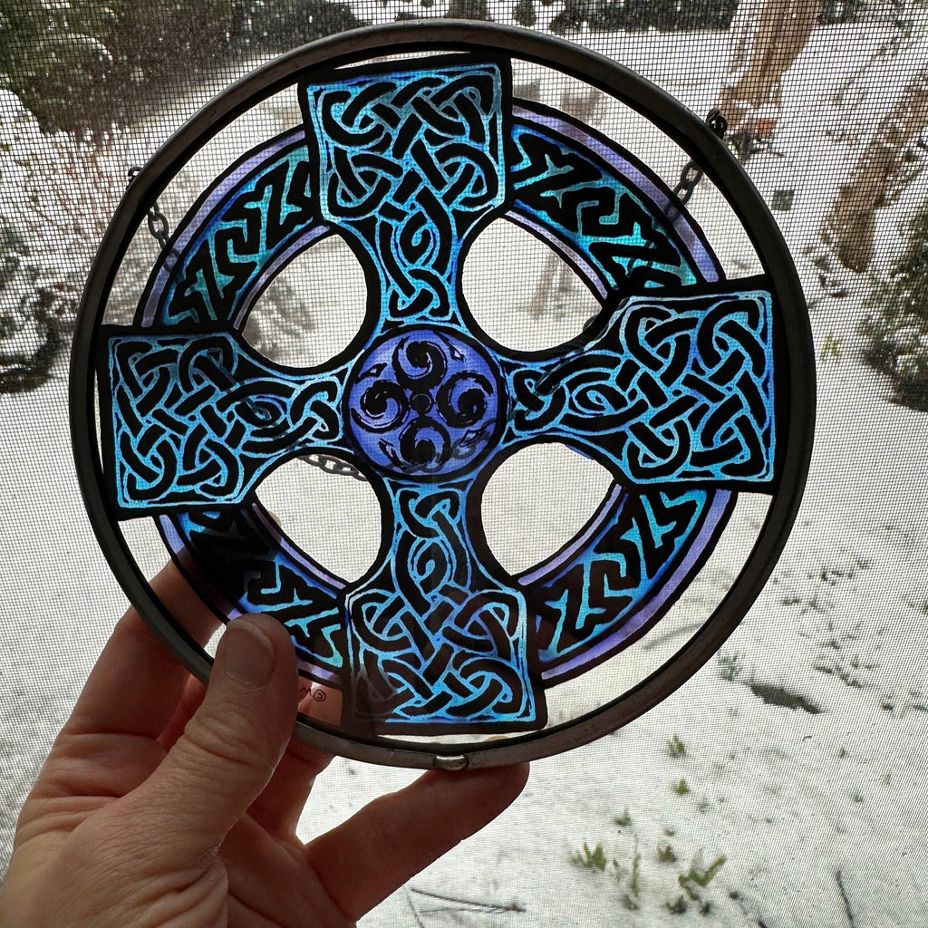 Celtic Cross Stained Glass Suncatcher