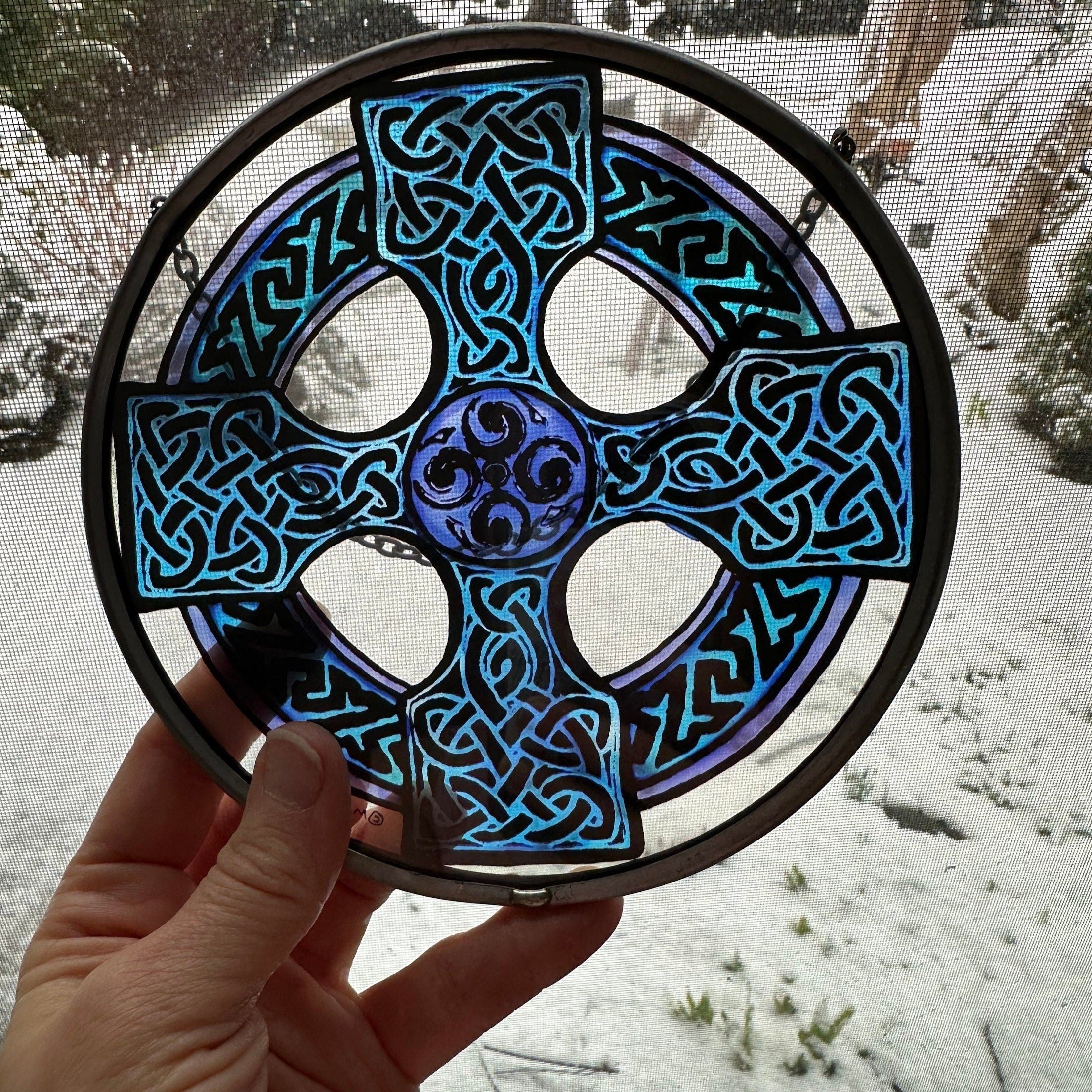 Celtic Cross Stained Glass Suncatcher