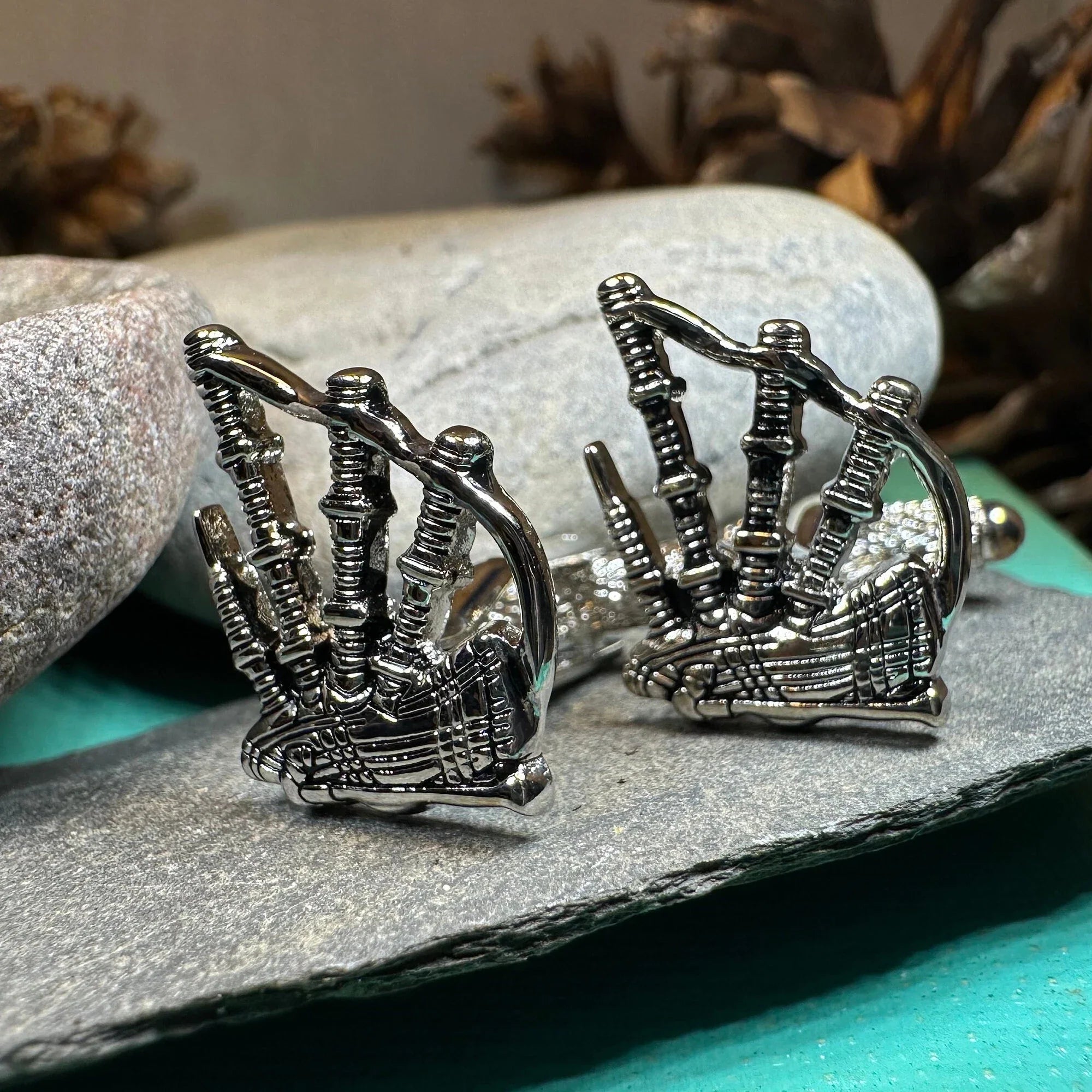 Highlander Bagpipes Cuff Links