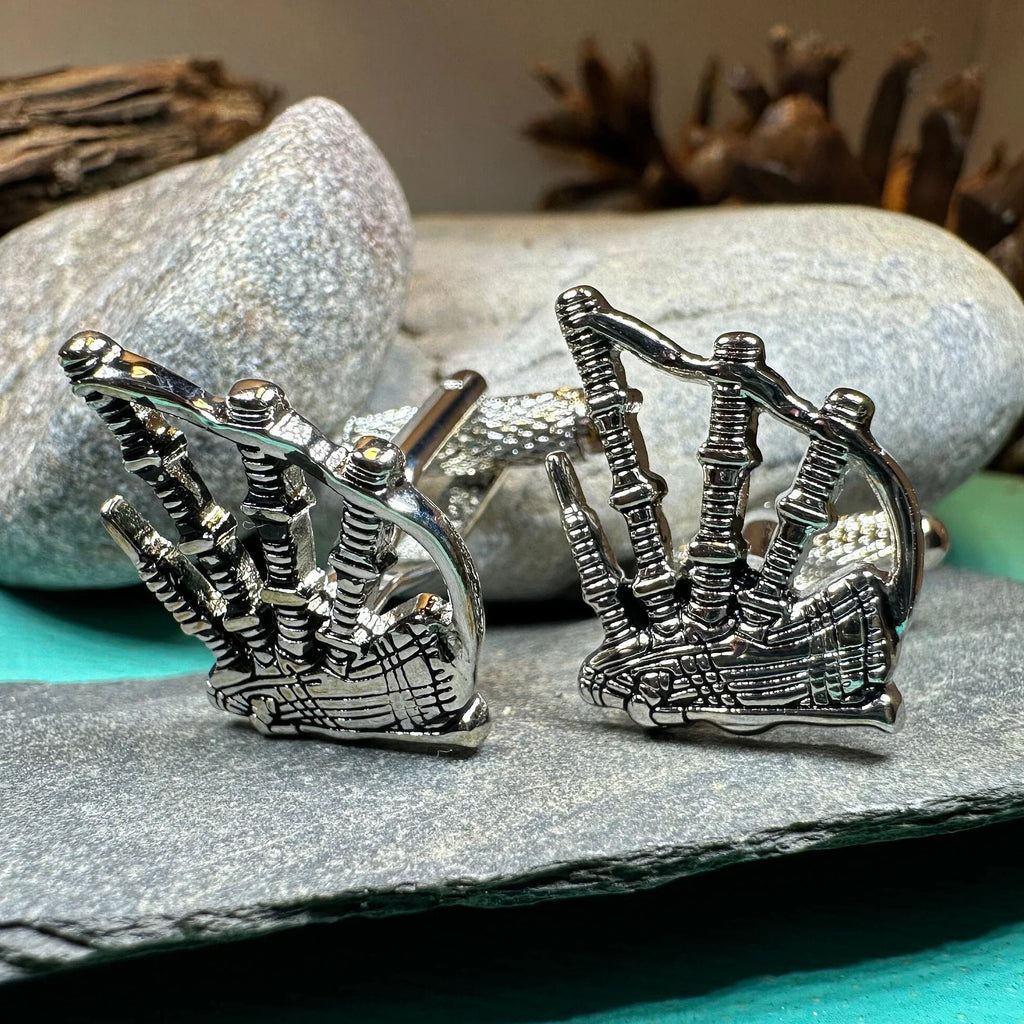 Highlander Bagpipes Cuff Links