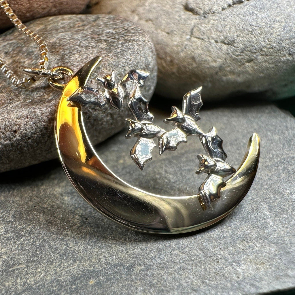 Moon & Flying Bats Necklace