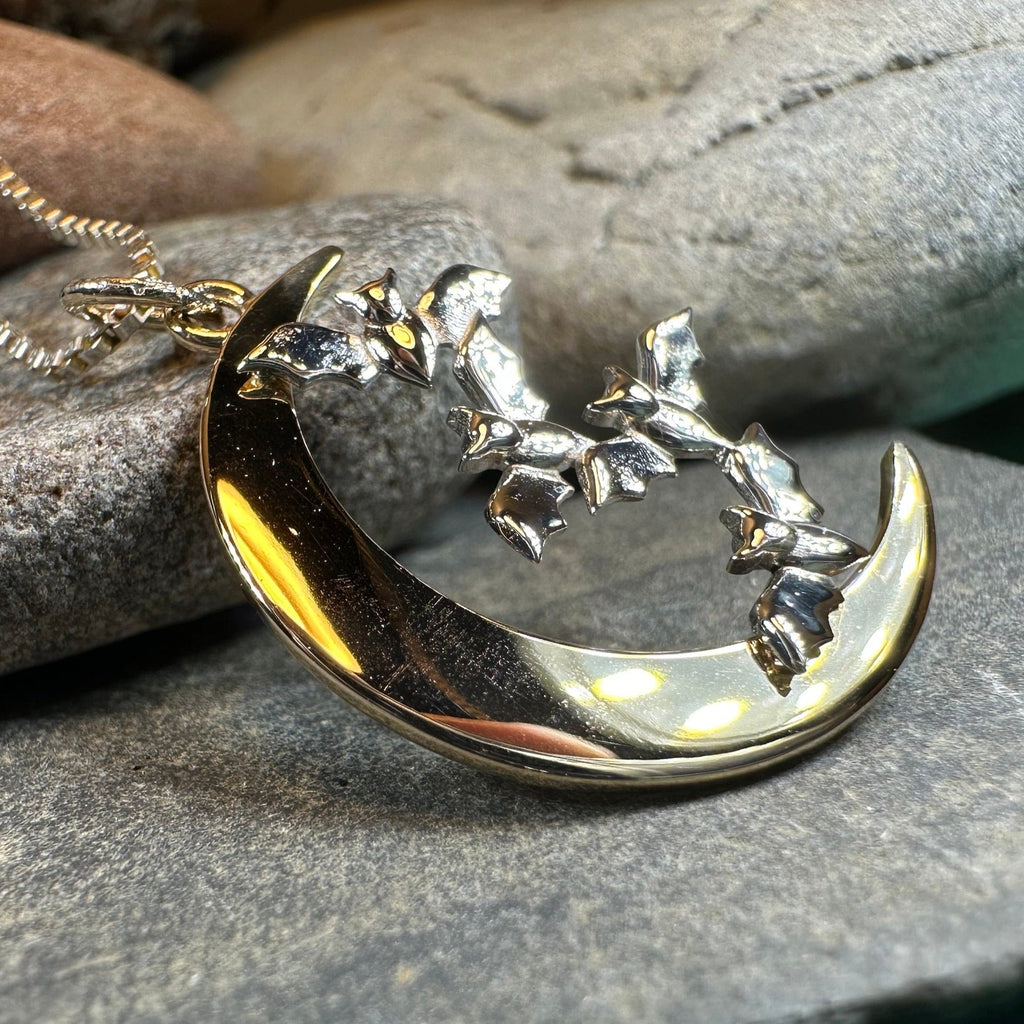 Moon & Flying Bats Necklace