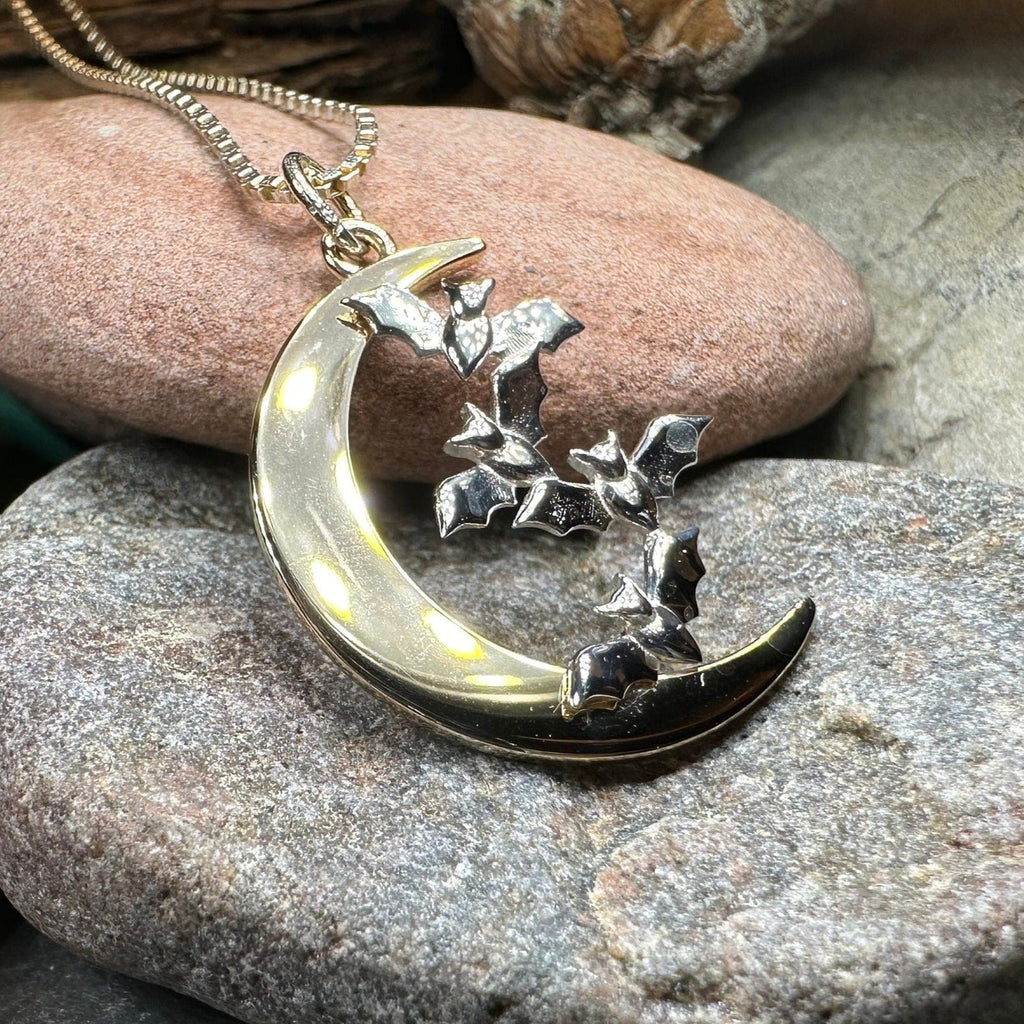 Moon & Flying Bats Necklace