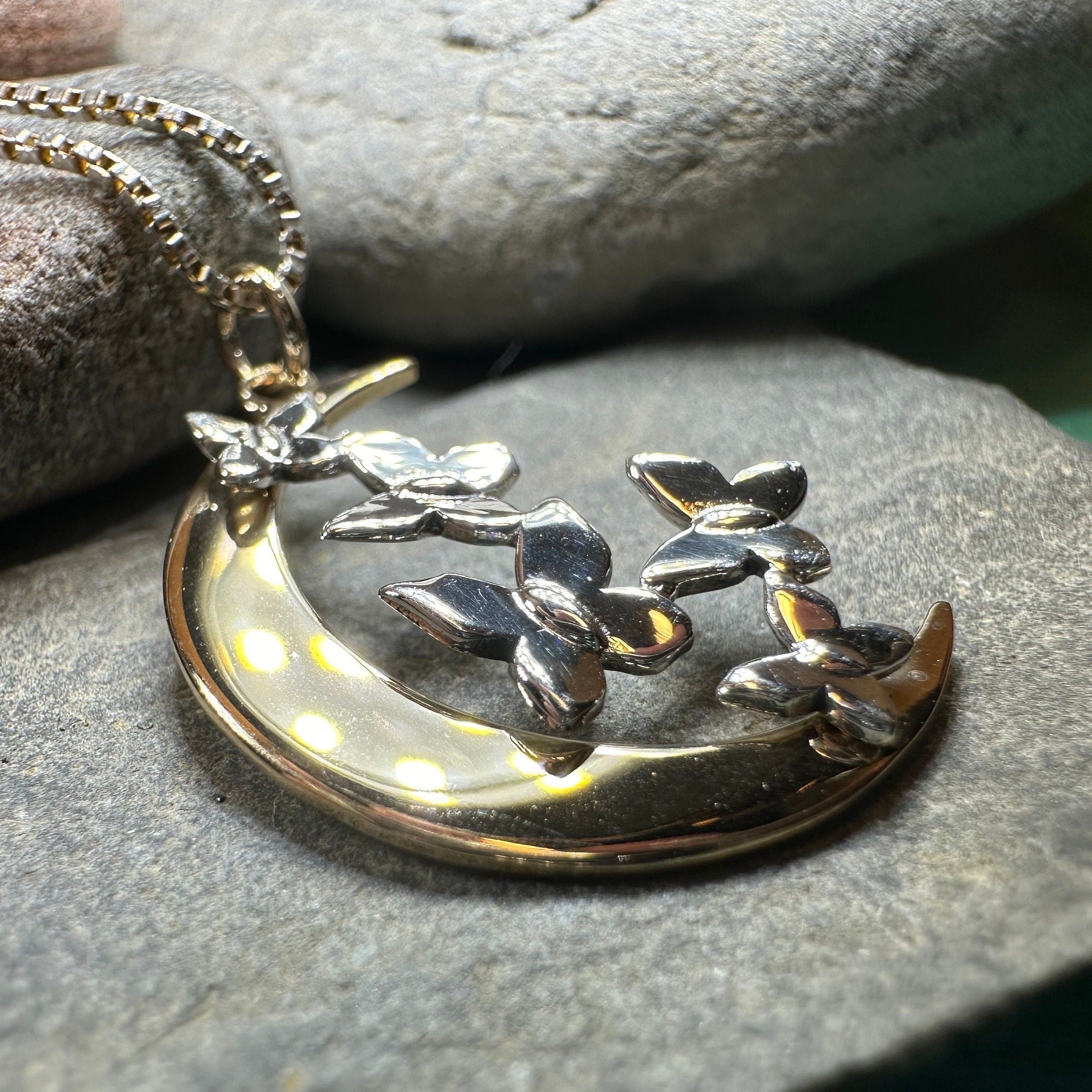 Butterfly Flight Over the Moon Necklace