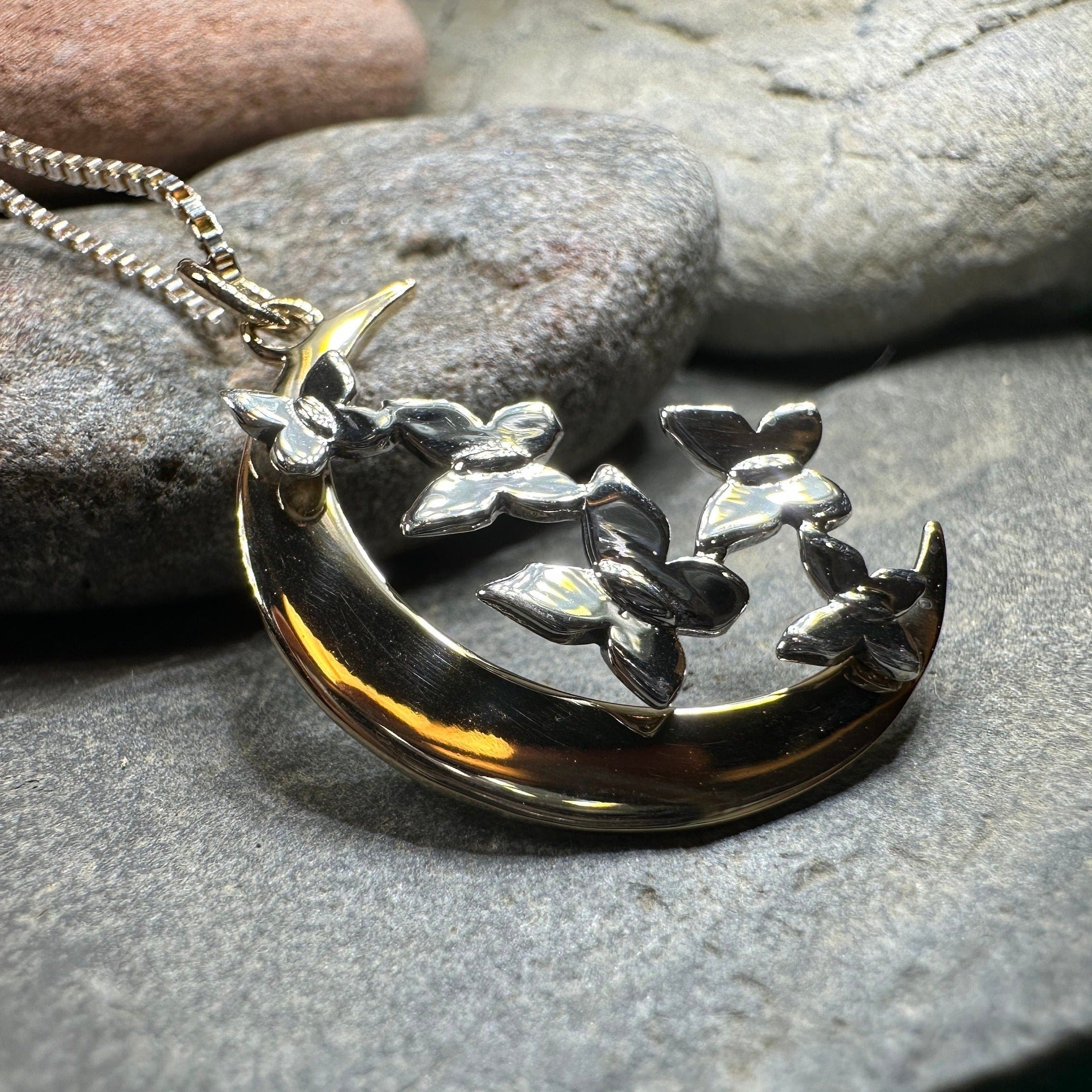 Butterfly Flight Over the Moon Necklace