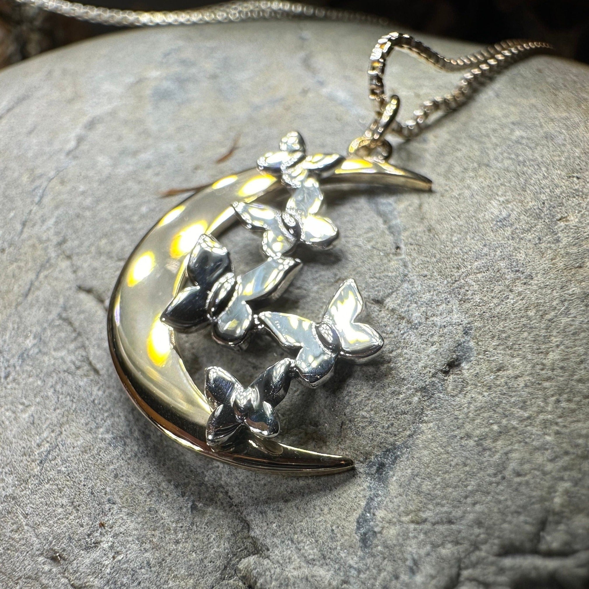 Butterfly Flight Over the Moon Necklace